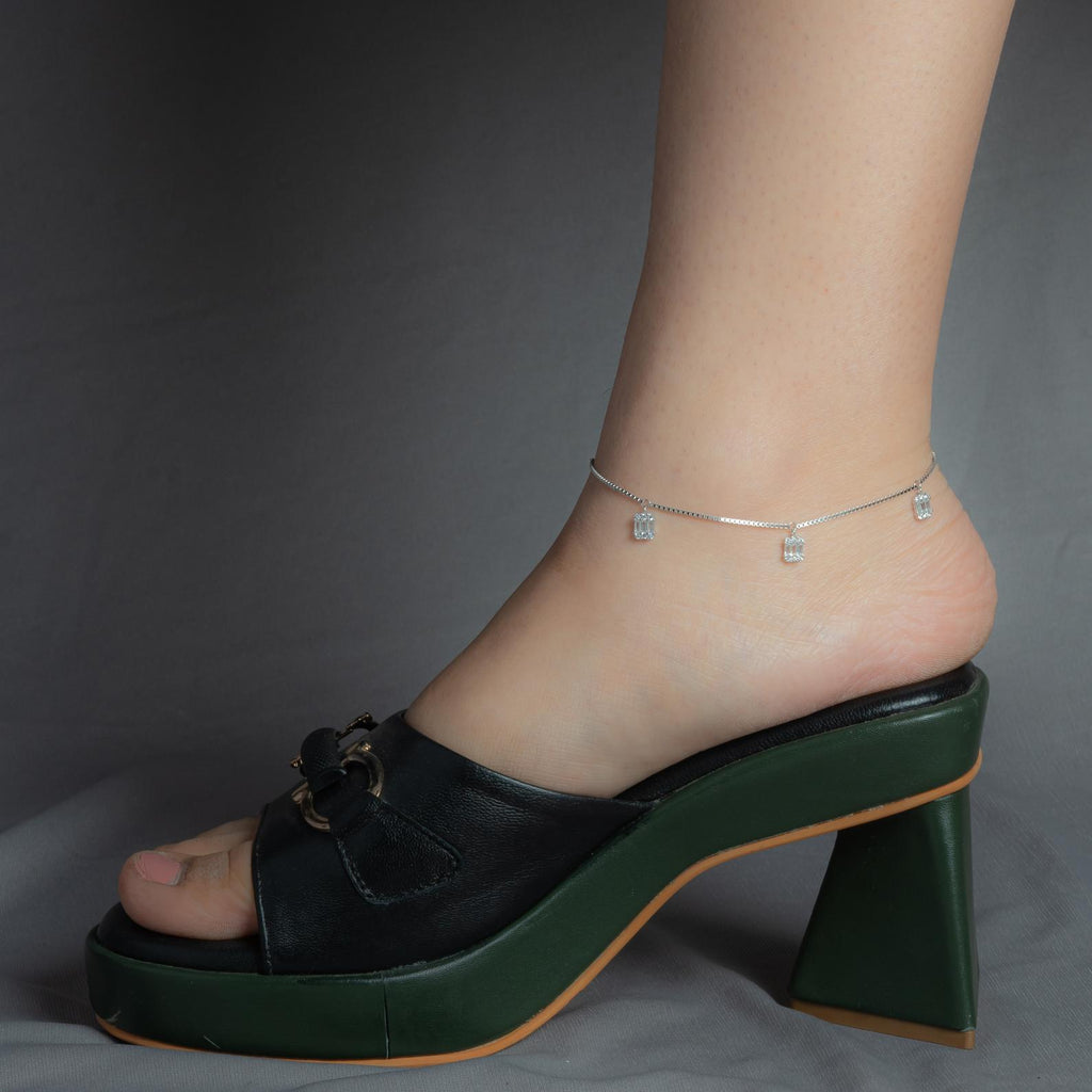 Geometric Gleam Silver Anklet