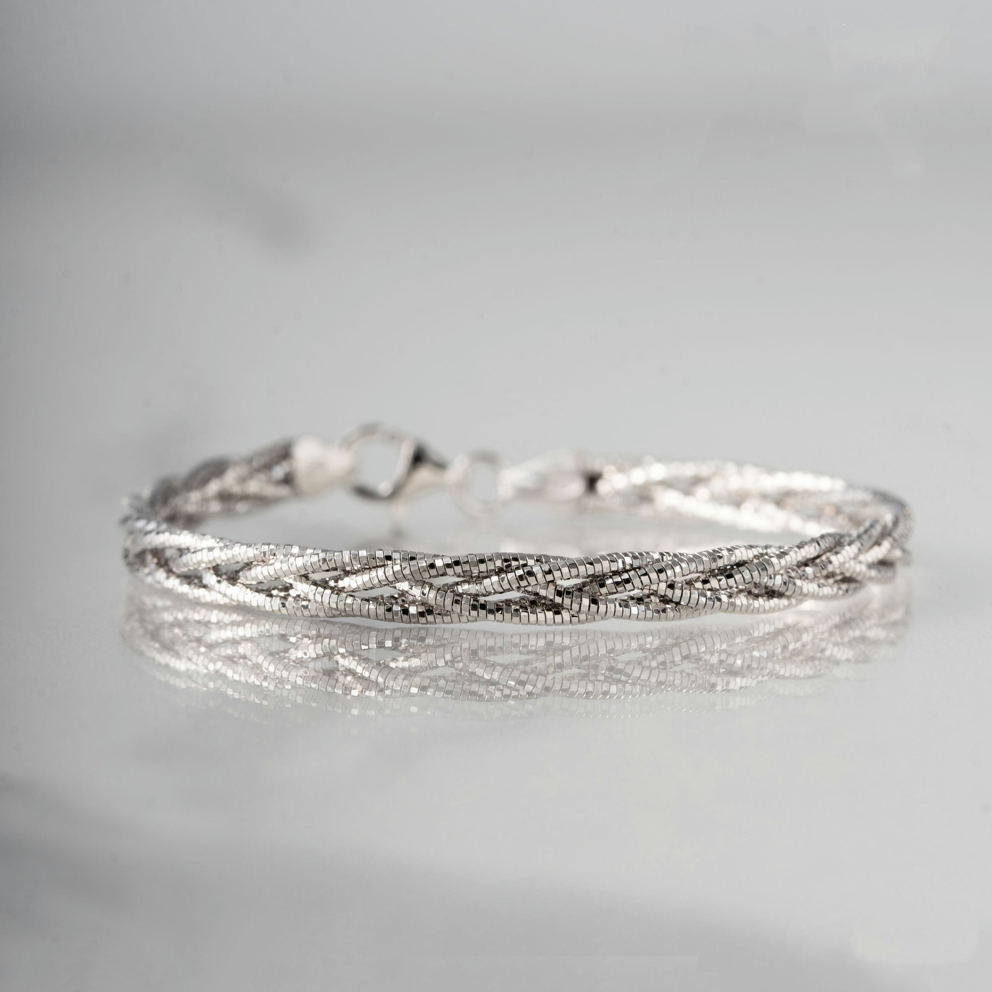 Silver Four Braided Bracelet