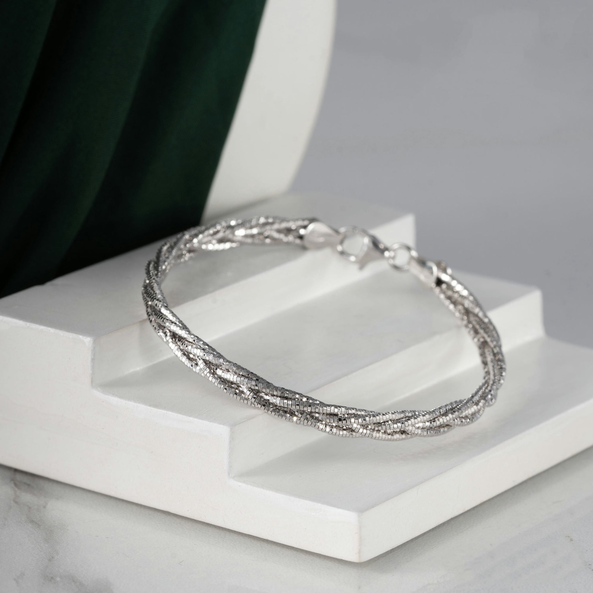Silver Four Braided Bracelet
