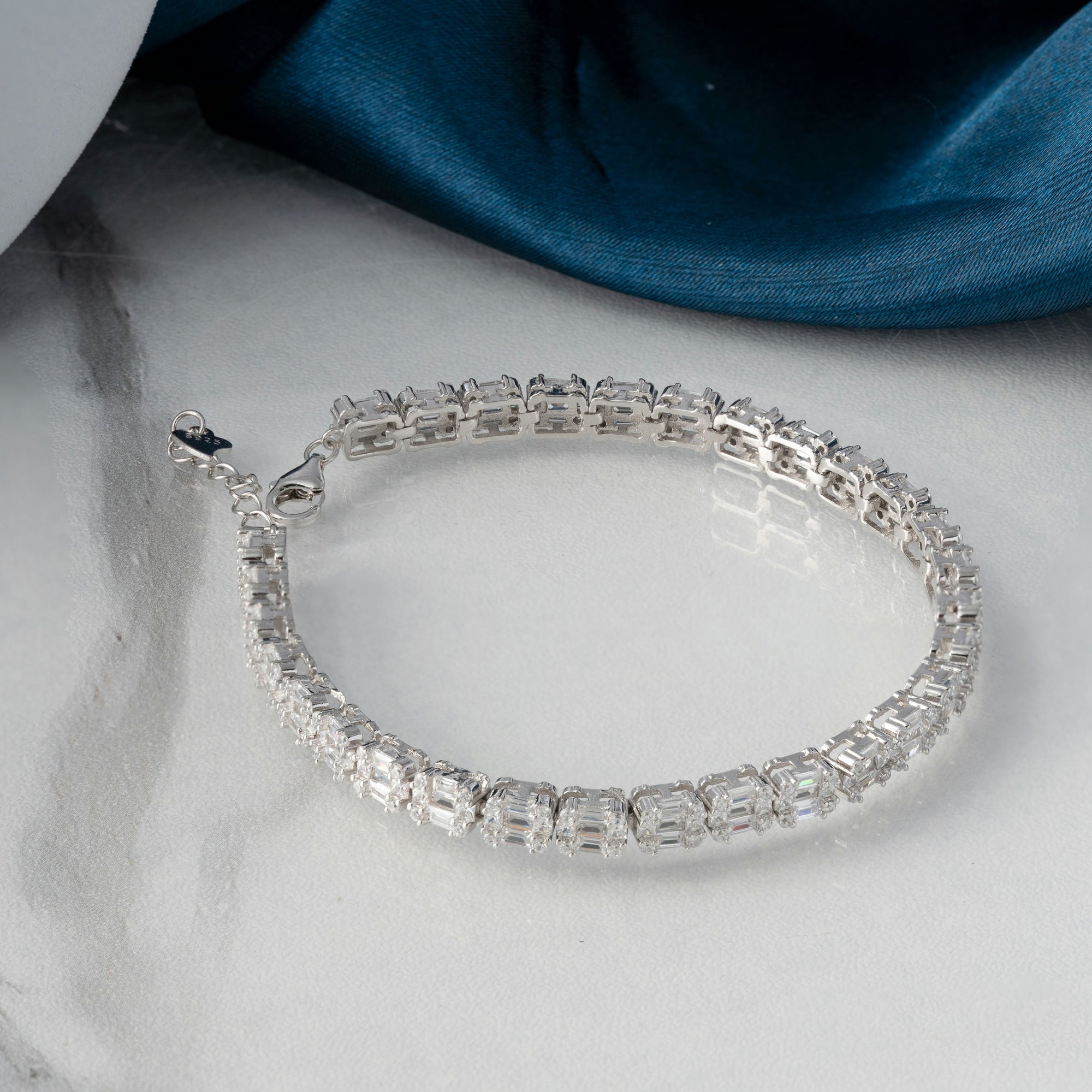 Crystal Luster Silver Tennis Bracelet
