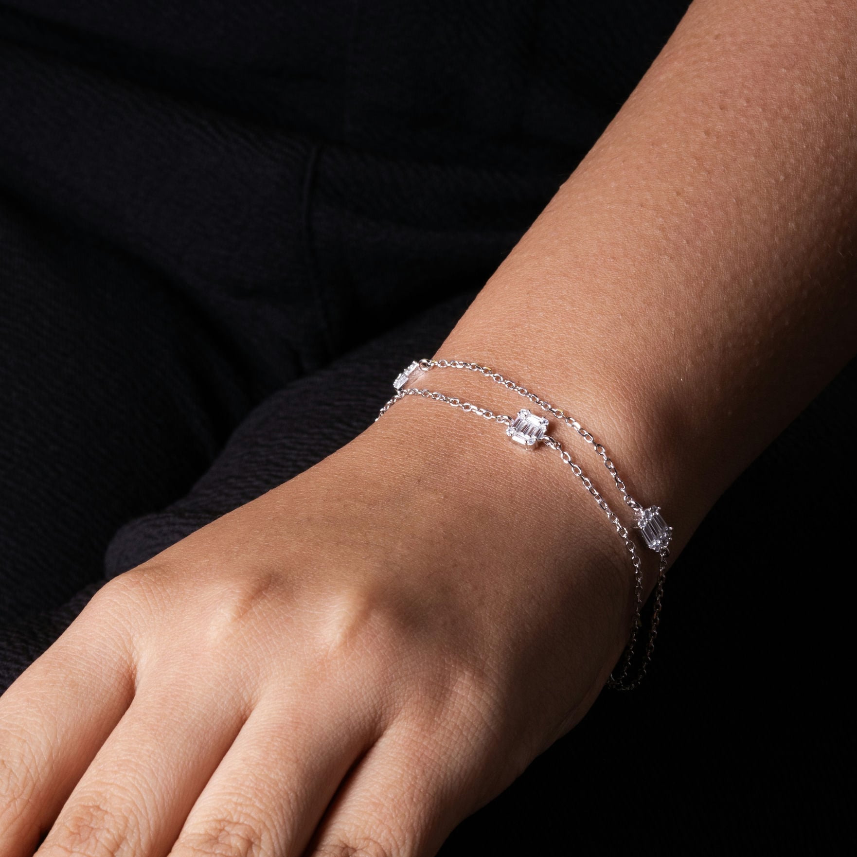 Rose Gold charms CZ Studded Silver Bracelet