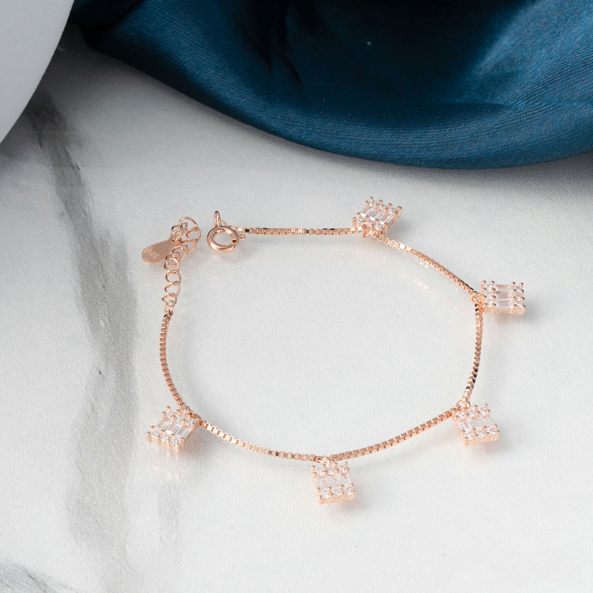 Rosy Crystal Charm bracelet