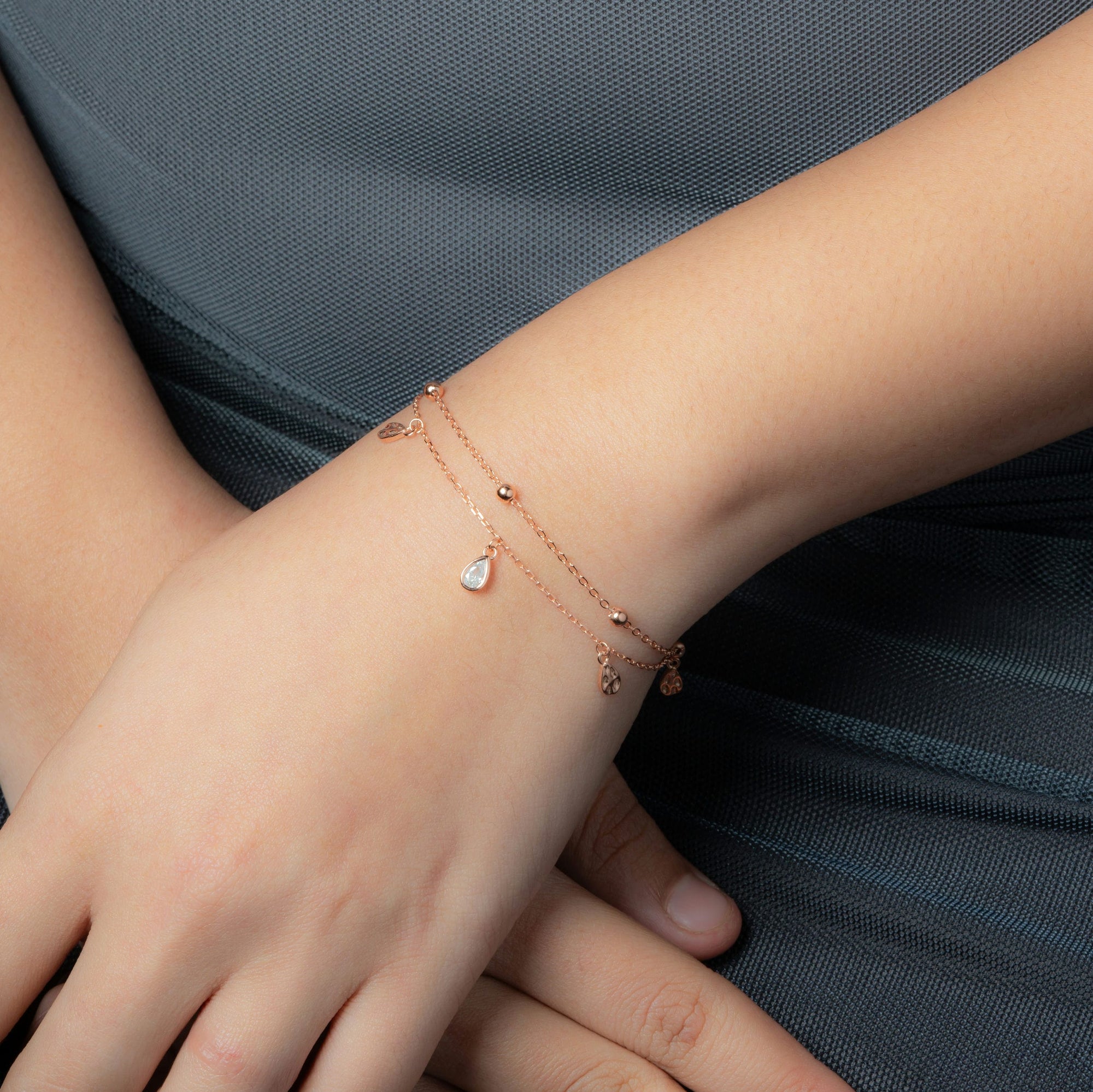 Droplet Dazzle Rose Gold Bracelet