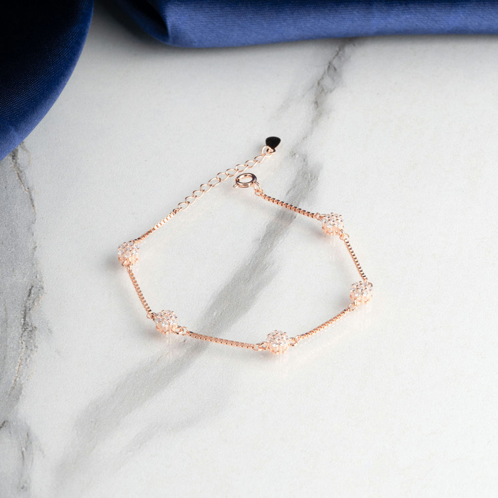 Petite Bloom CZ Rose Gold Bracelet