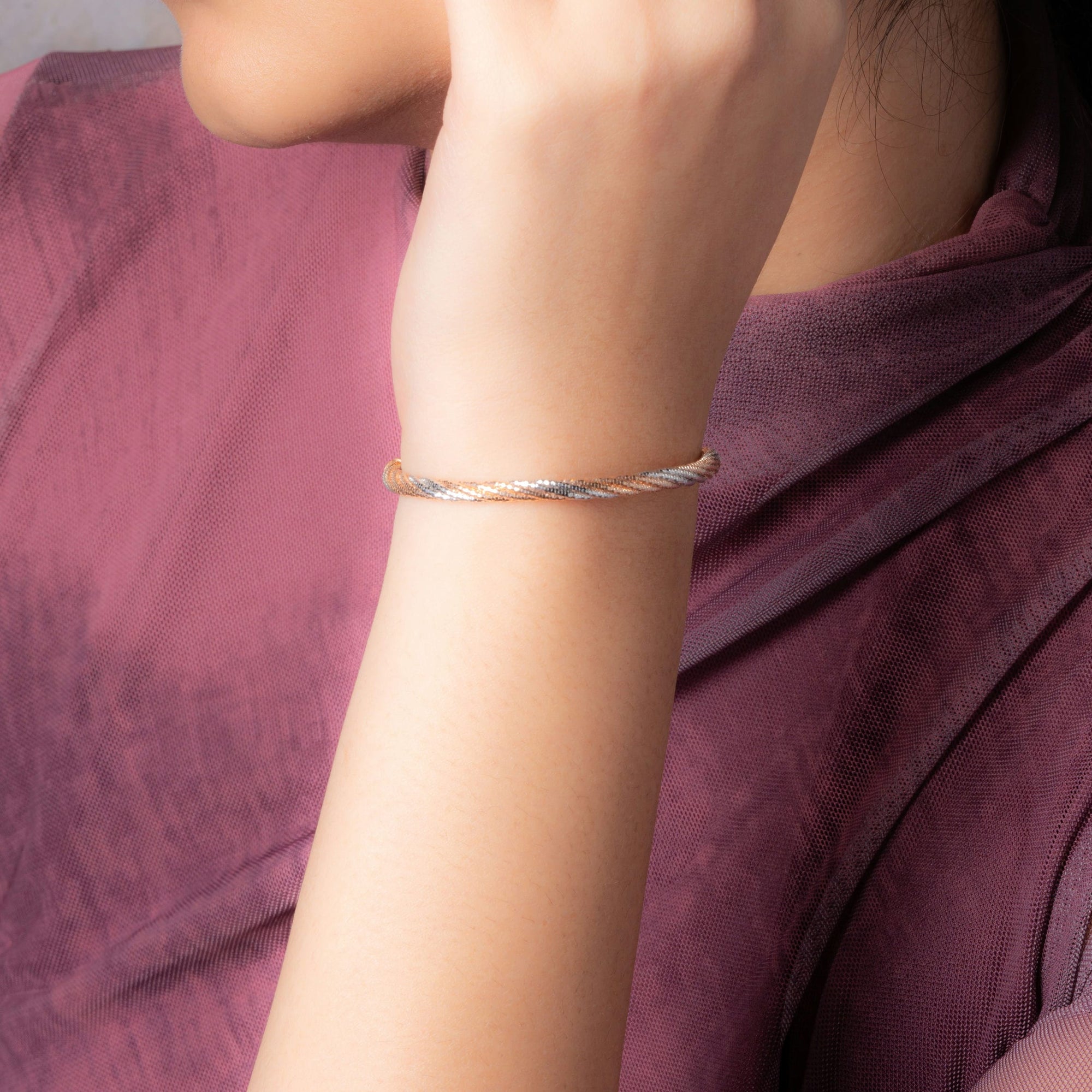 Fusion Rose Gold & Silver Braided Bracelet