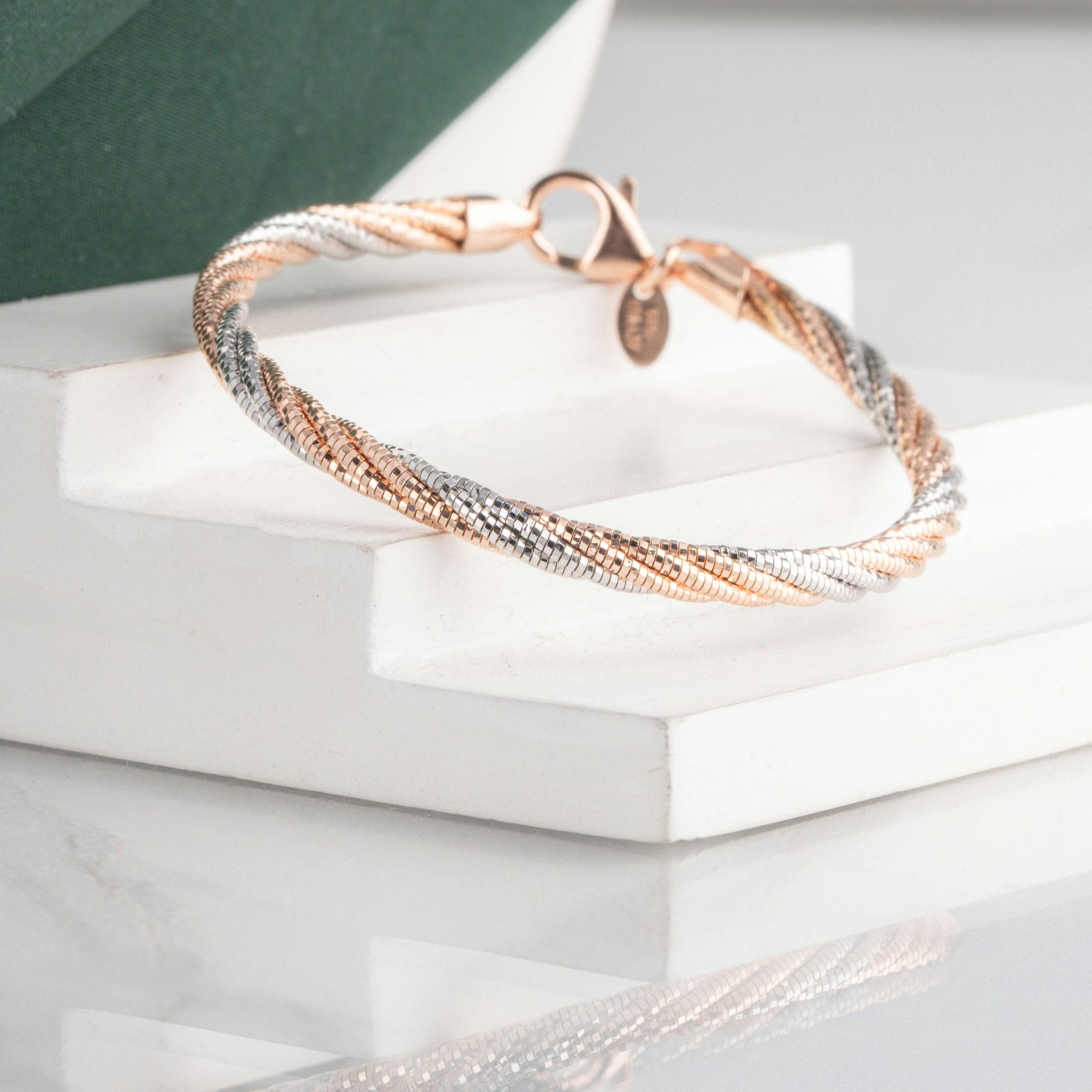 Fusion Rose Gold & Silver Braided Bracelet