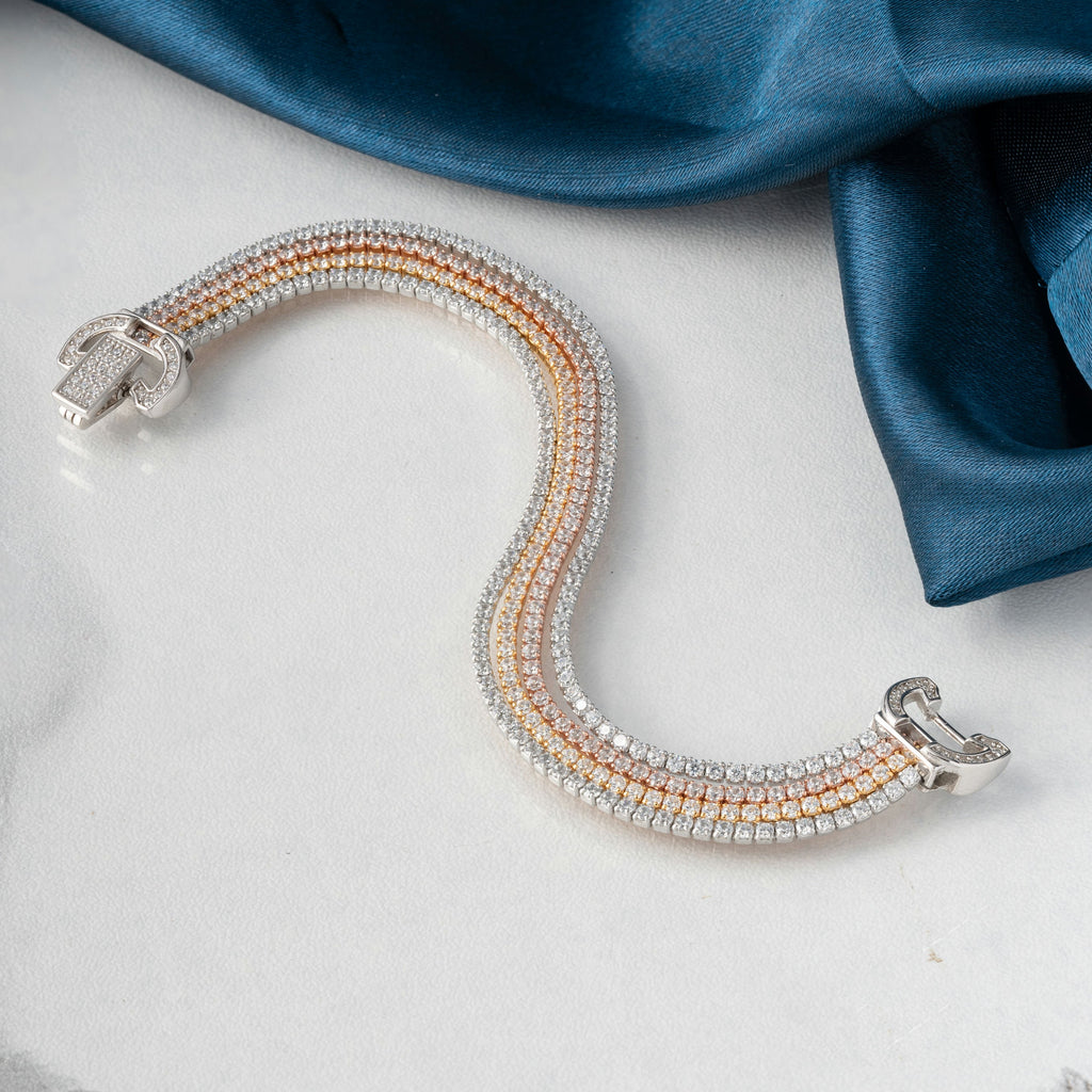 Luxe Fusion CZ Studded Layered Bracelet