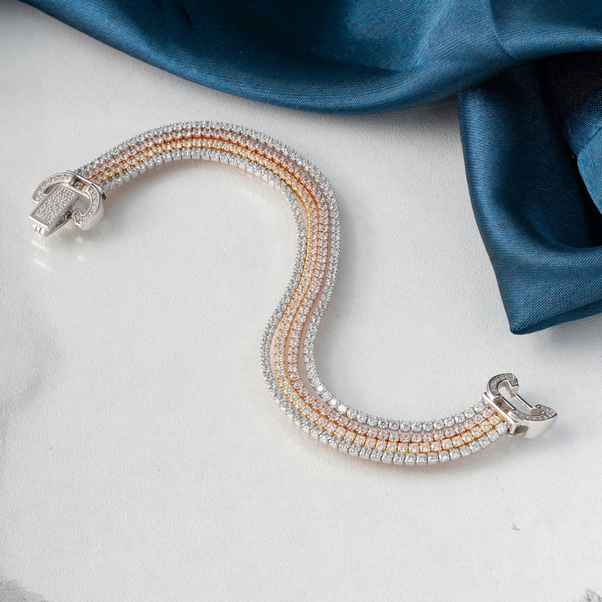 Luxe Fusion CZ Studded Layered Bracelet