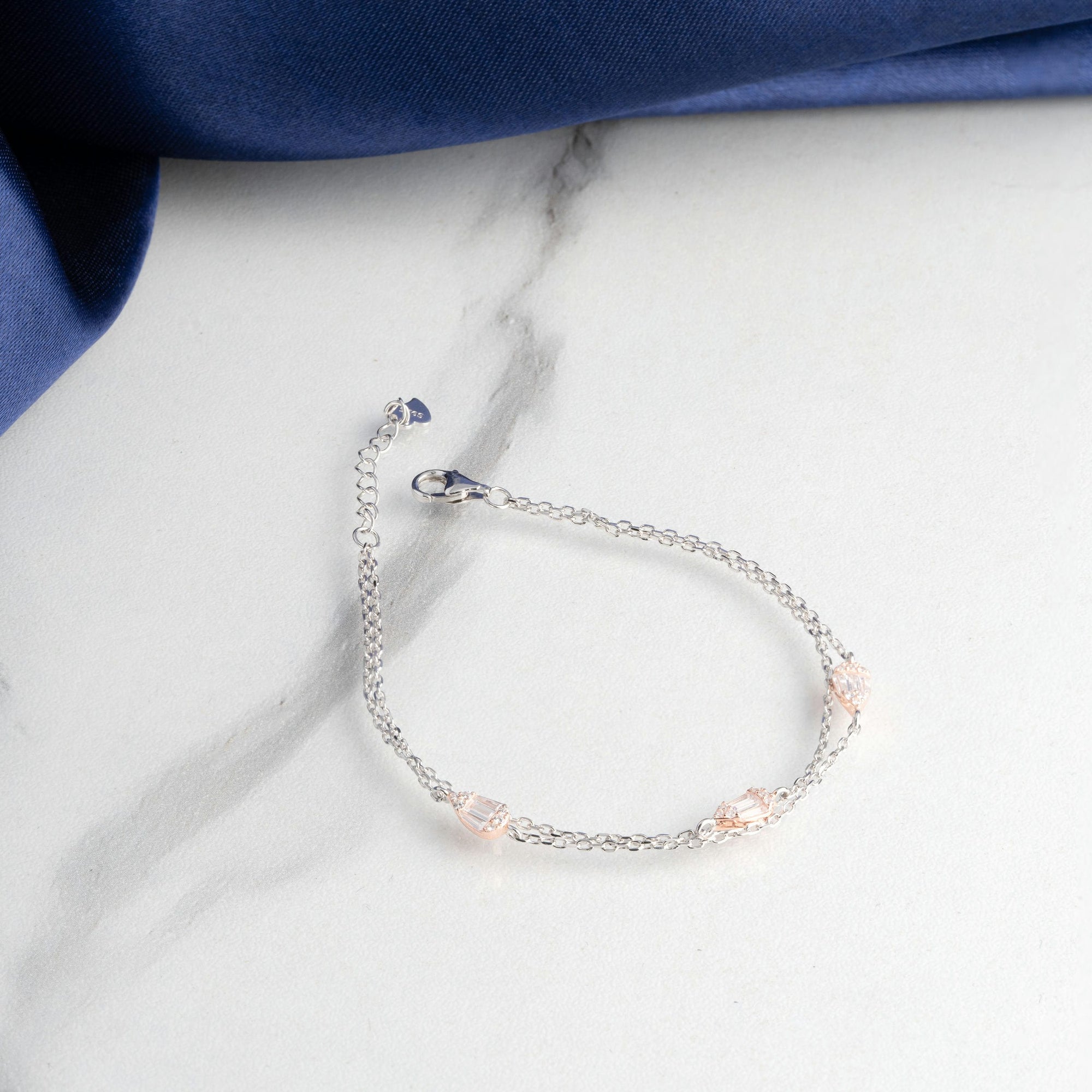 Radiant Shapes CZ Studded Silver Bracelet