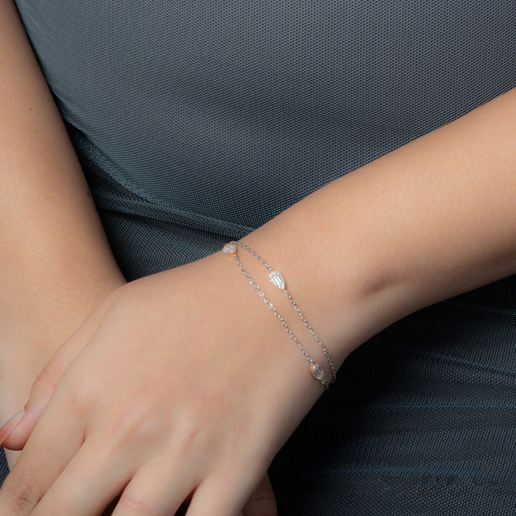 Radiant Shapes CZ Studded Silver Bracelet