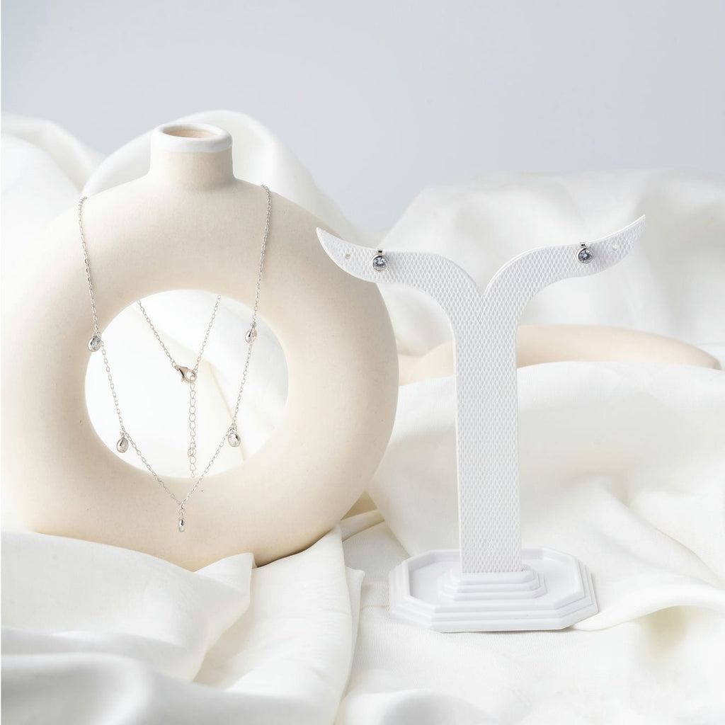 Radiant Silver Loop Pendant Necklace Set