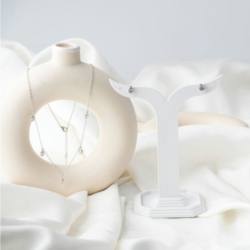 Radiant Silver Loop Pendant Necklace Set