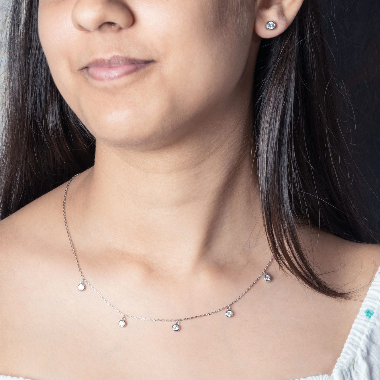 Rose Gold Crystal Loop Chain Set