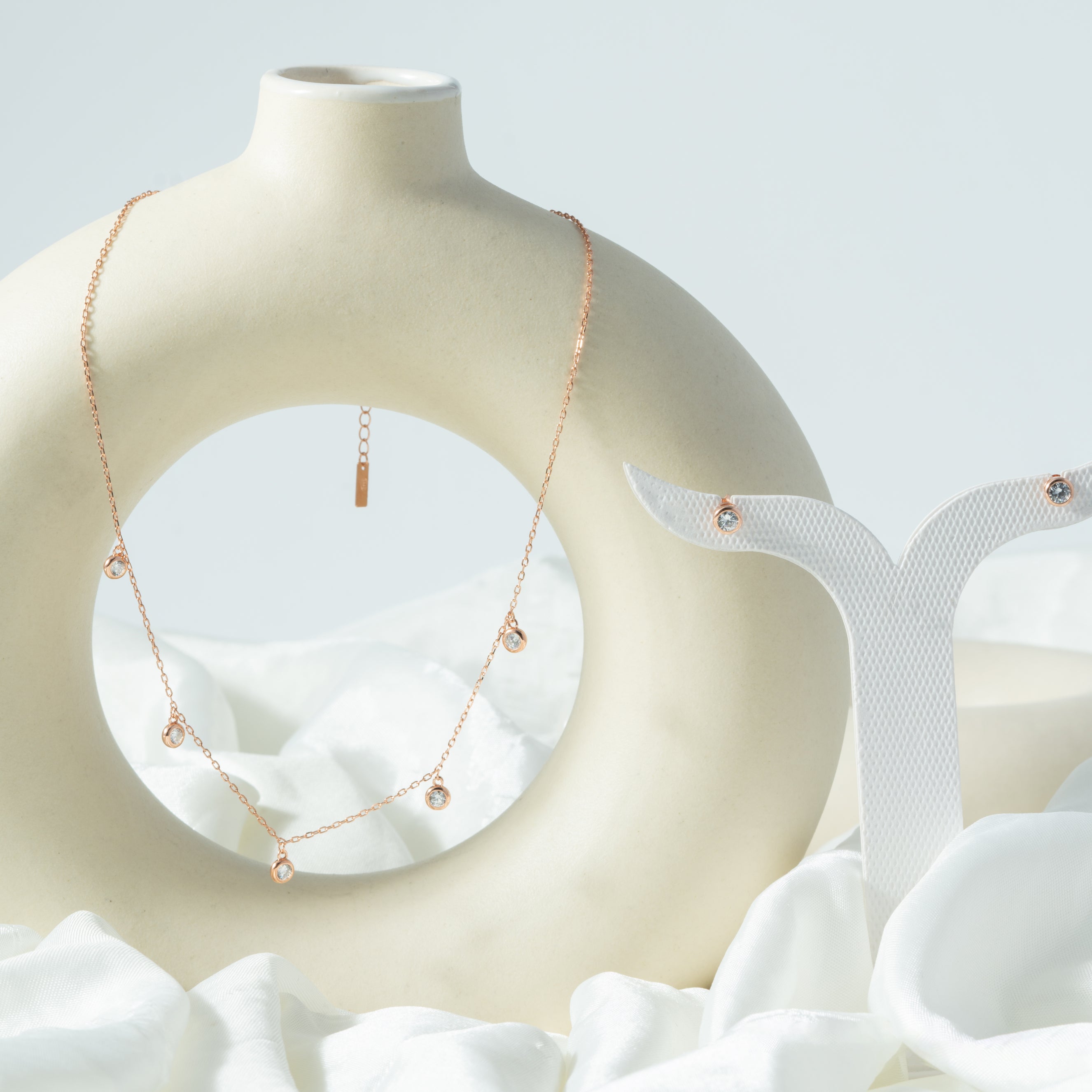 Rose Gold Crystal Loop Chain Set