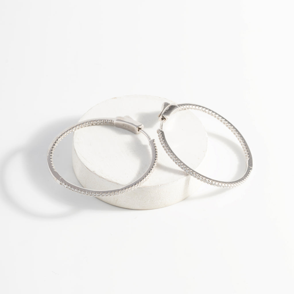 Enchanting Silver CZ Hoop Earrings.