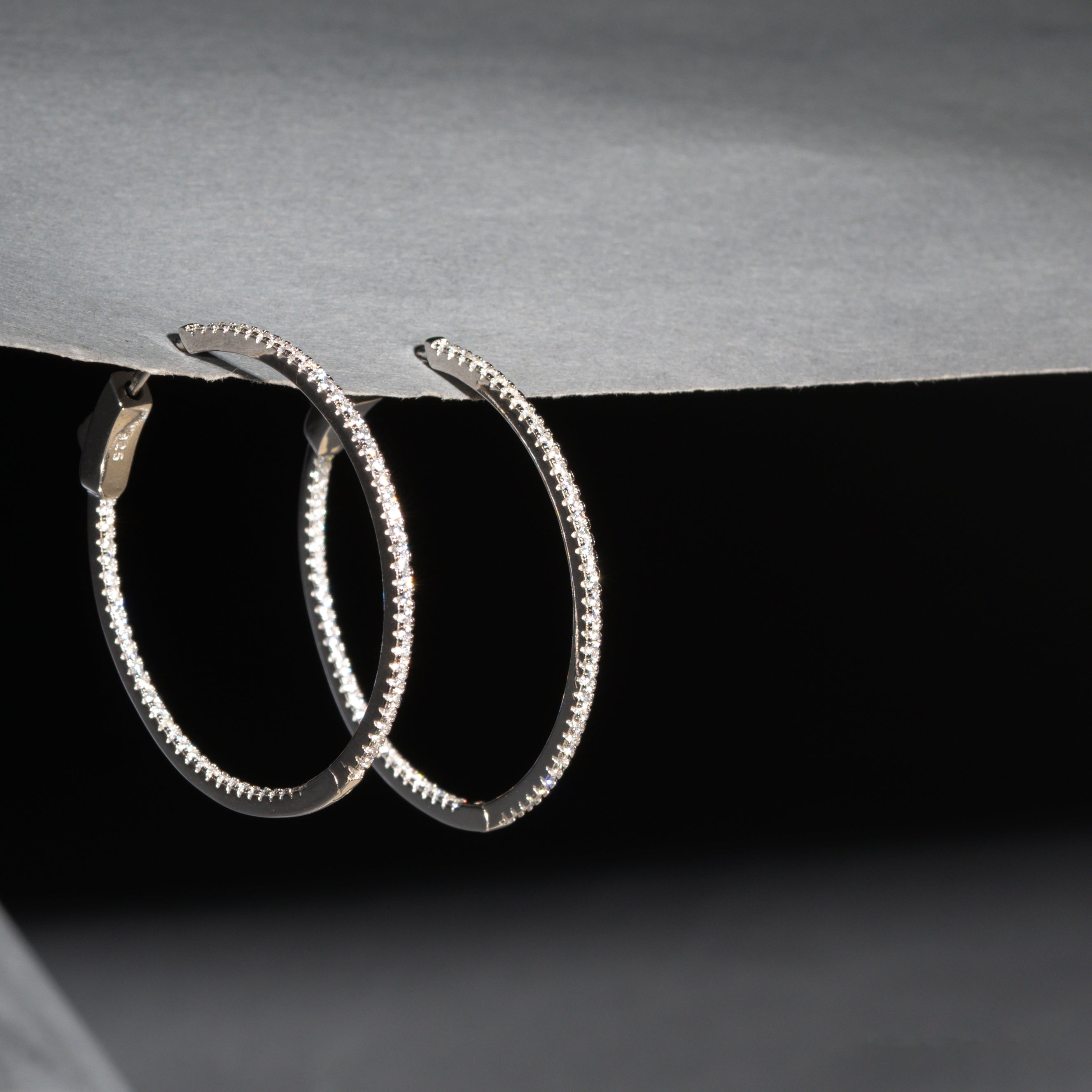 Enchanting Silver CZ Hoop Earrings.
