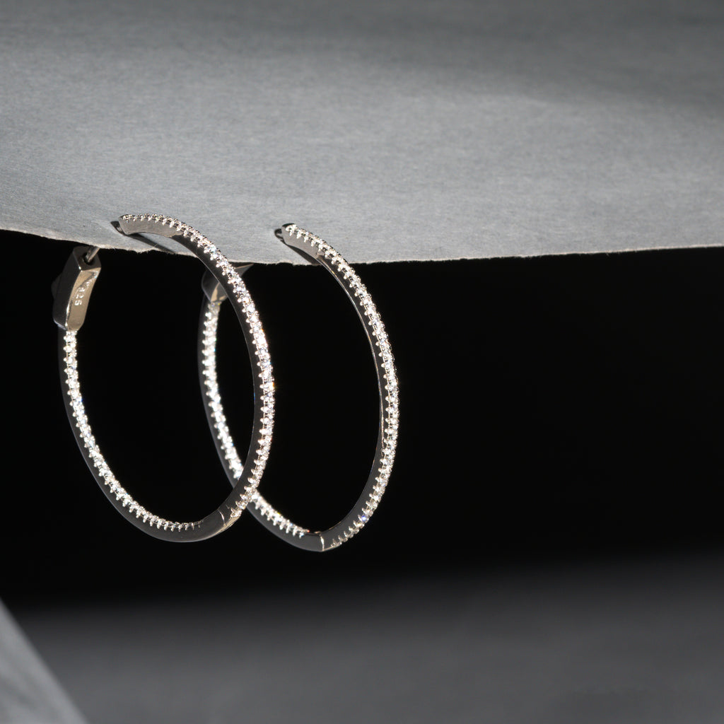 Everyday Silver CZ Hoop Earrings