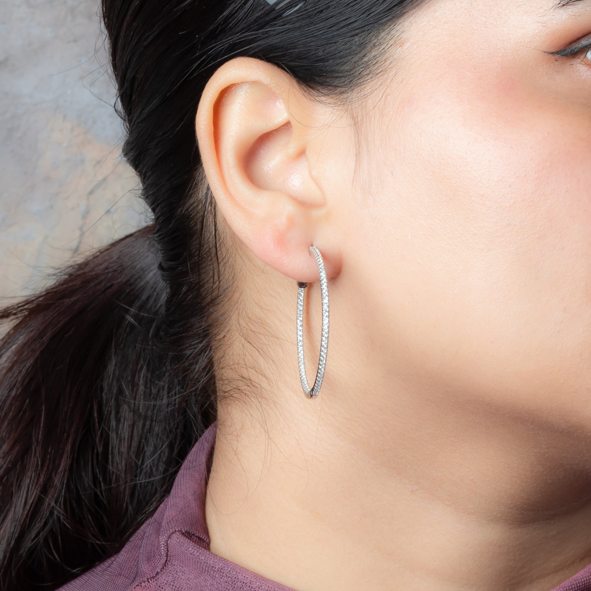 Everyday Silver CZ Hoop Earrings