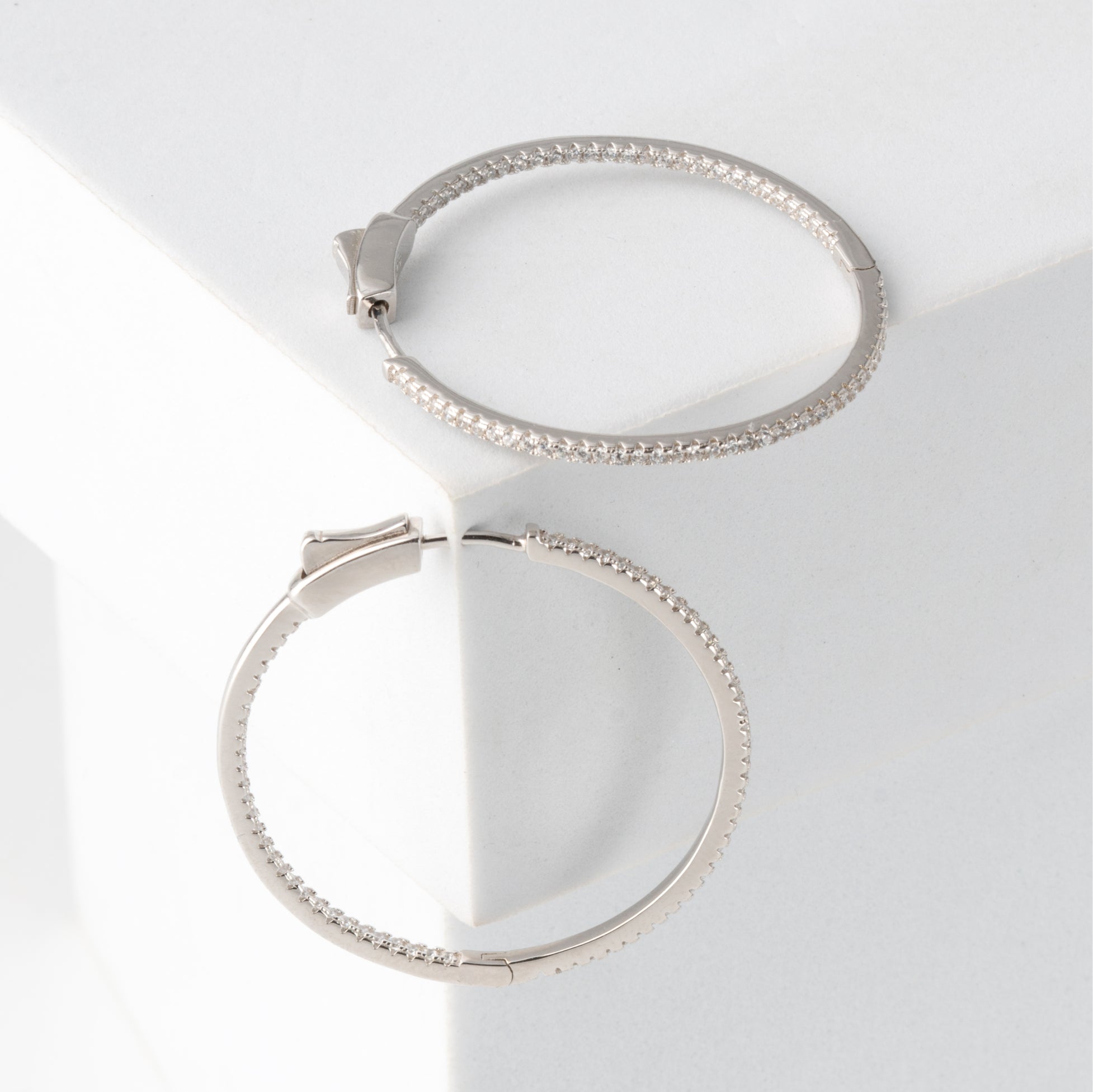 Enchanting Silver CZ Hoop Earrings.