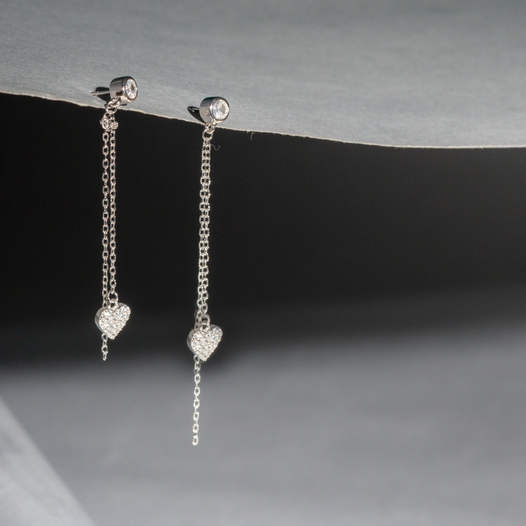 Silver Heart CZ Dangler