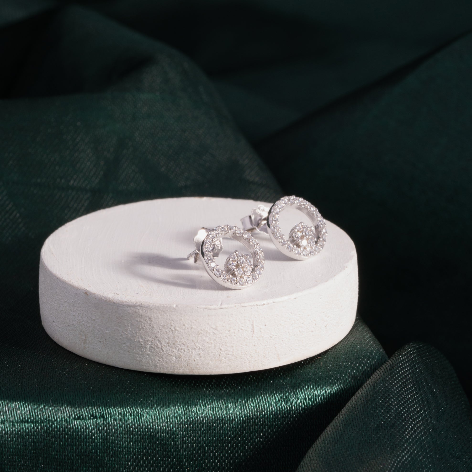 Rose Gold Halo Stone Studs