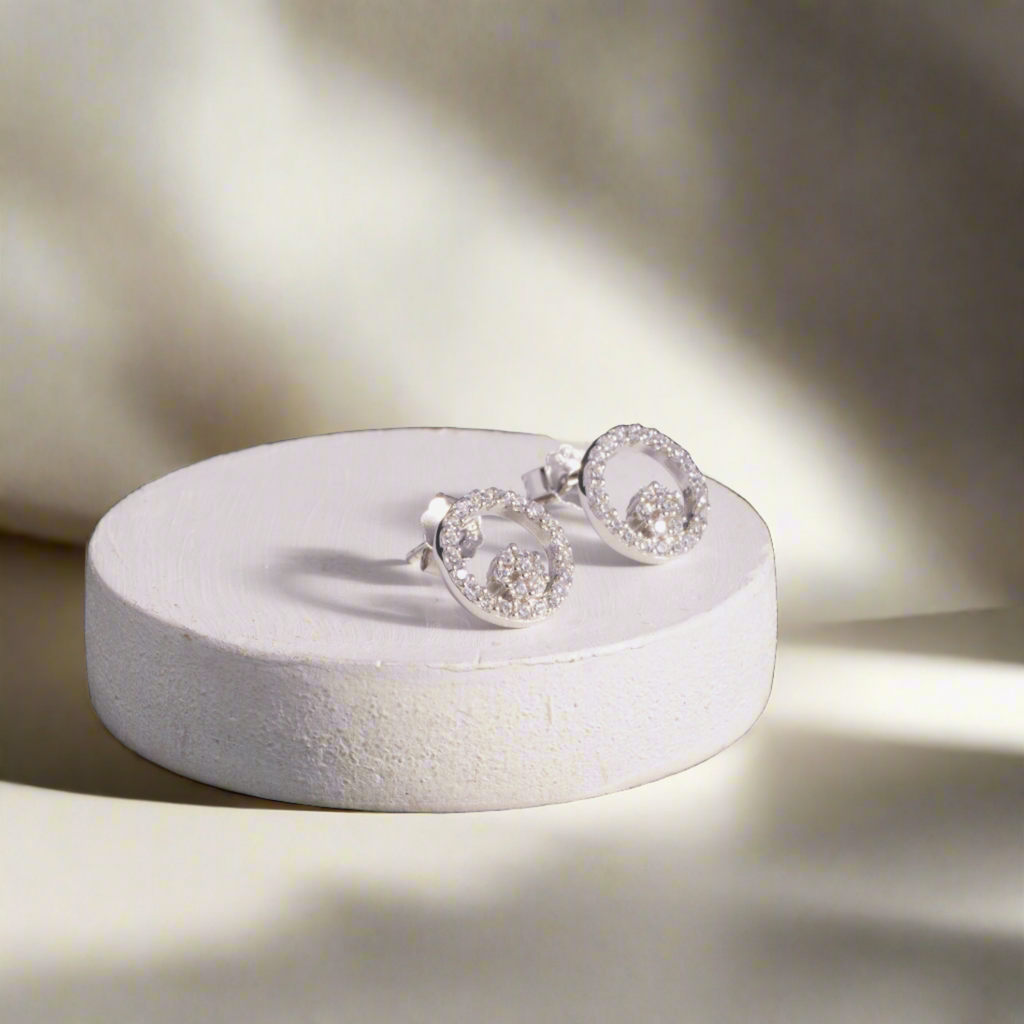 Rose Gold Halo Stone Studs