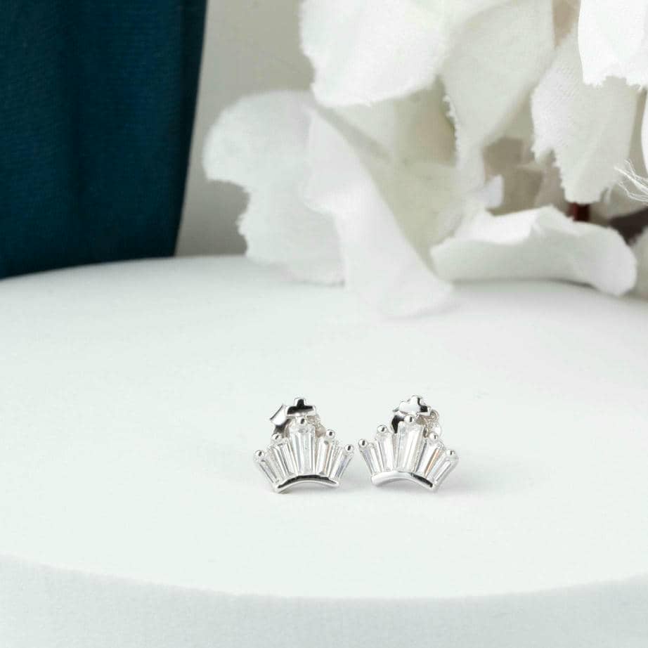 Regal Crown CZ Silver Studs