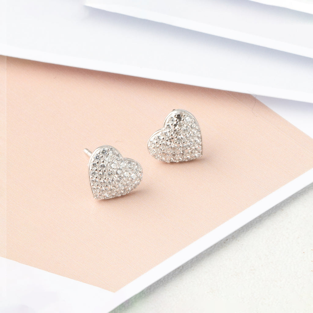 Silver Heart's Desire Studs
