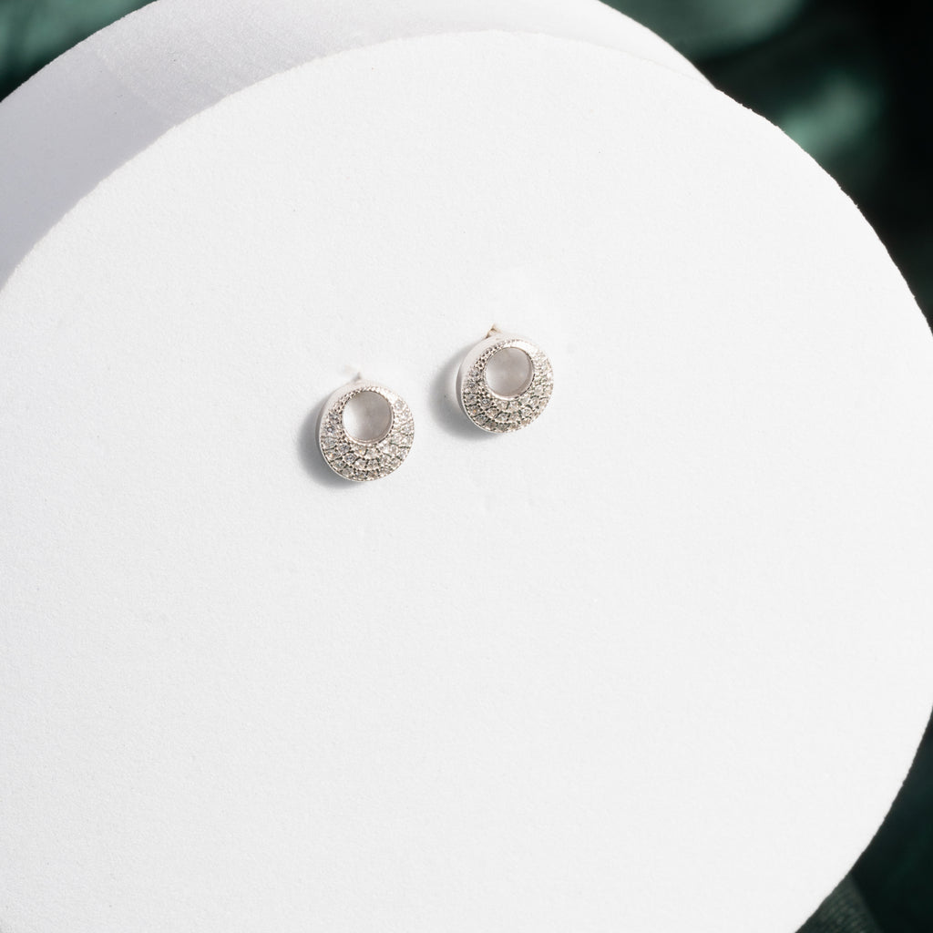 Zirconia Swirl Silver Earrings