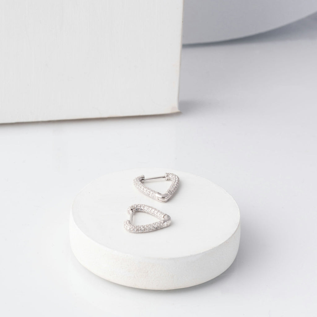 Sleek Triangle CZ ROSE Gold earrings