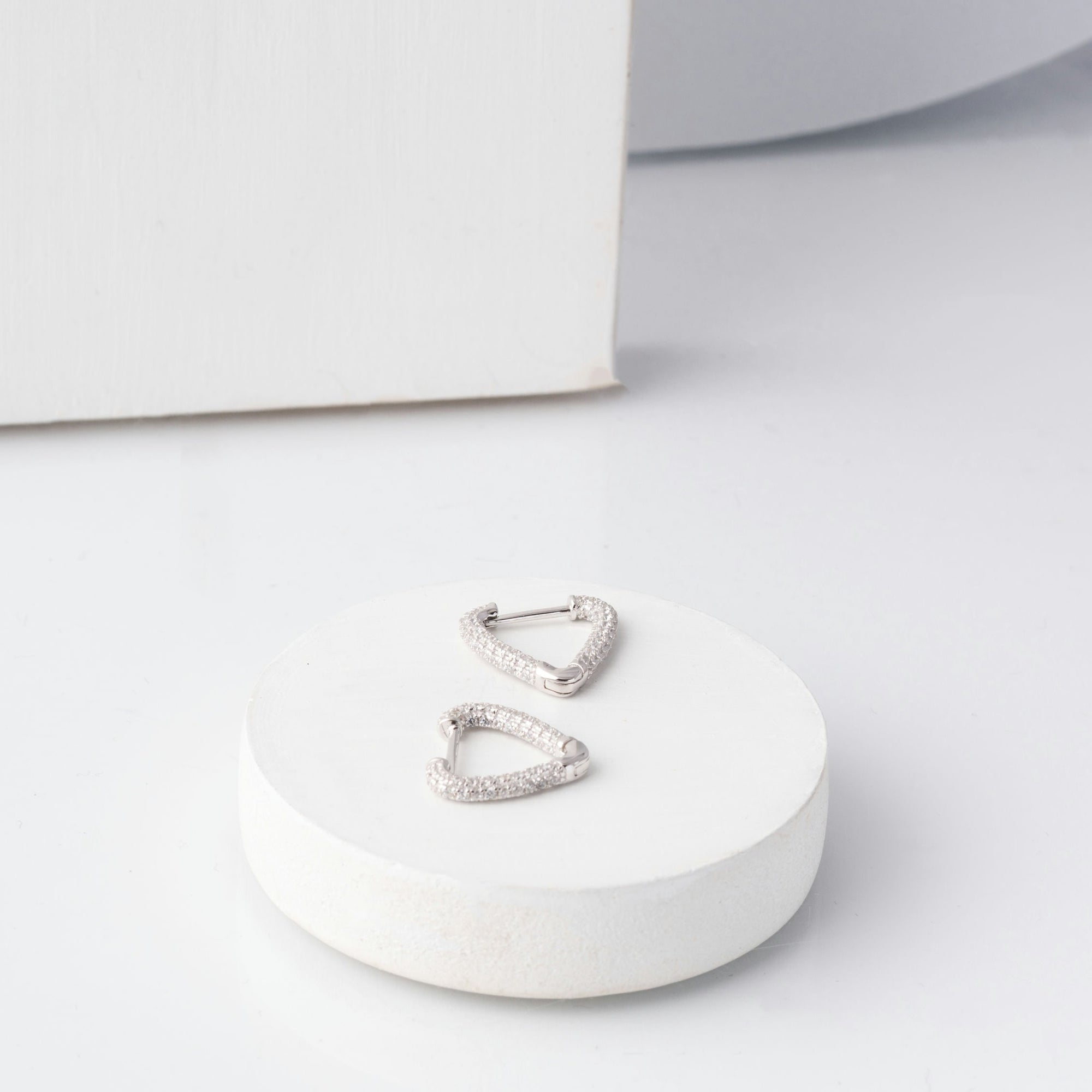 Sleek Triangle CZ ROSE Gold earrings