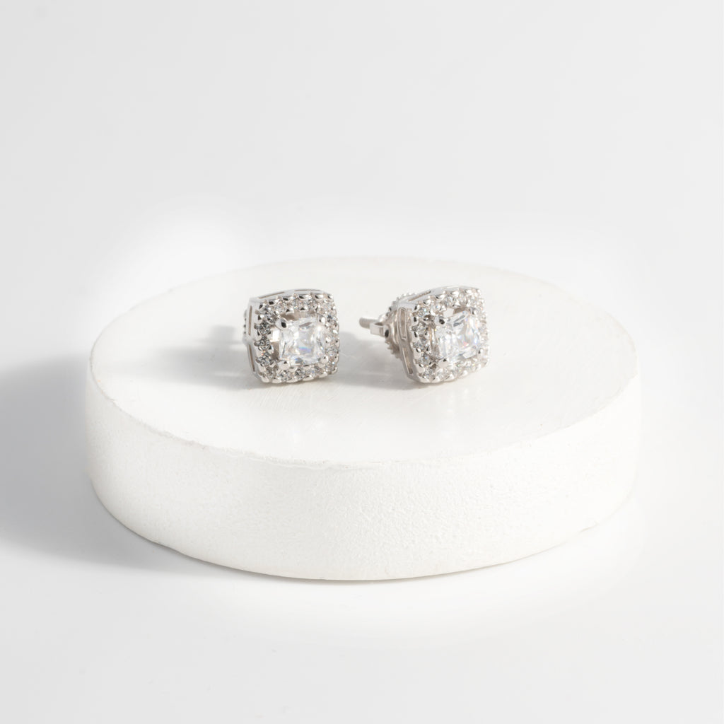 Vintage Sapphire Cut Silver Studs