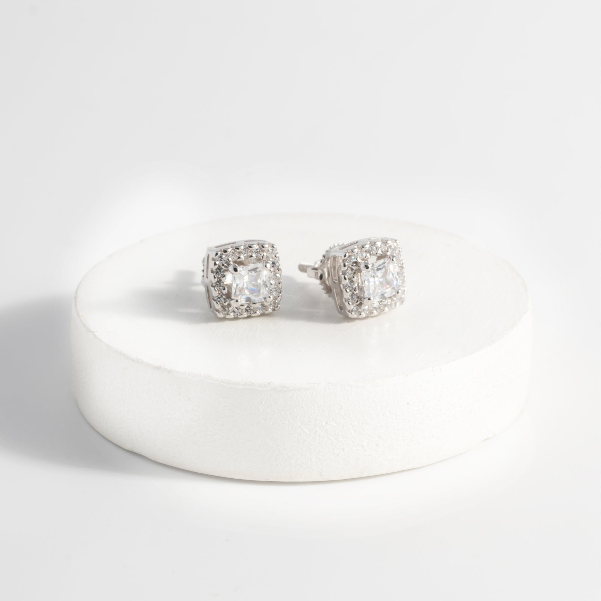 Vintage Sapphire Cut Silver Studs