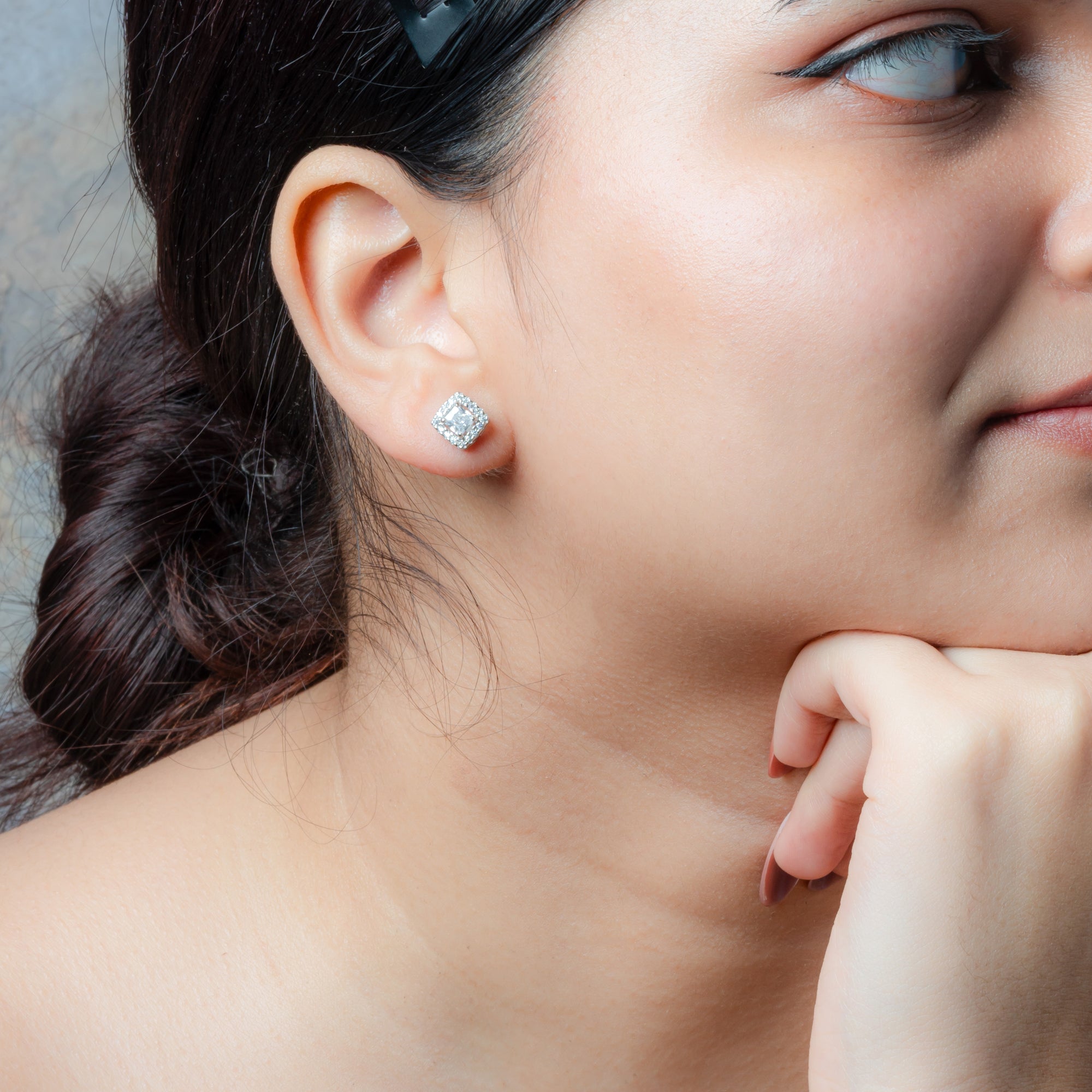 Vintage Sapphire Cut Silver Studs