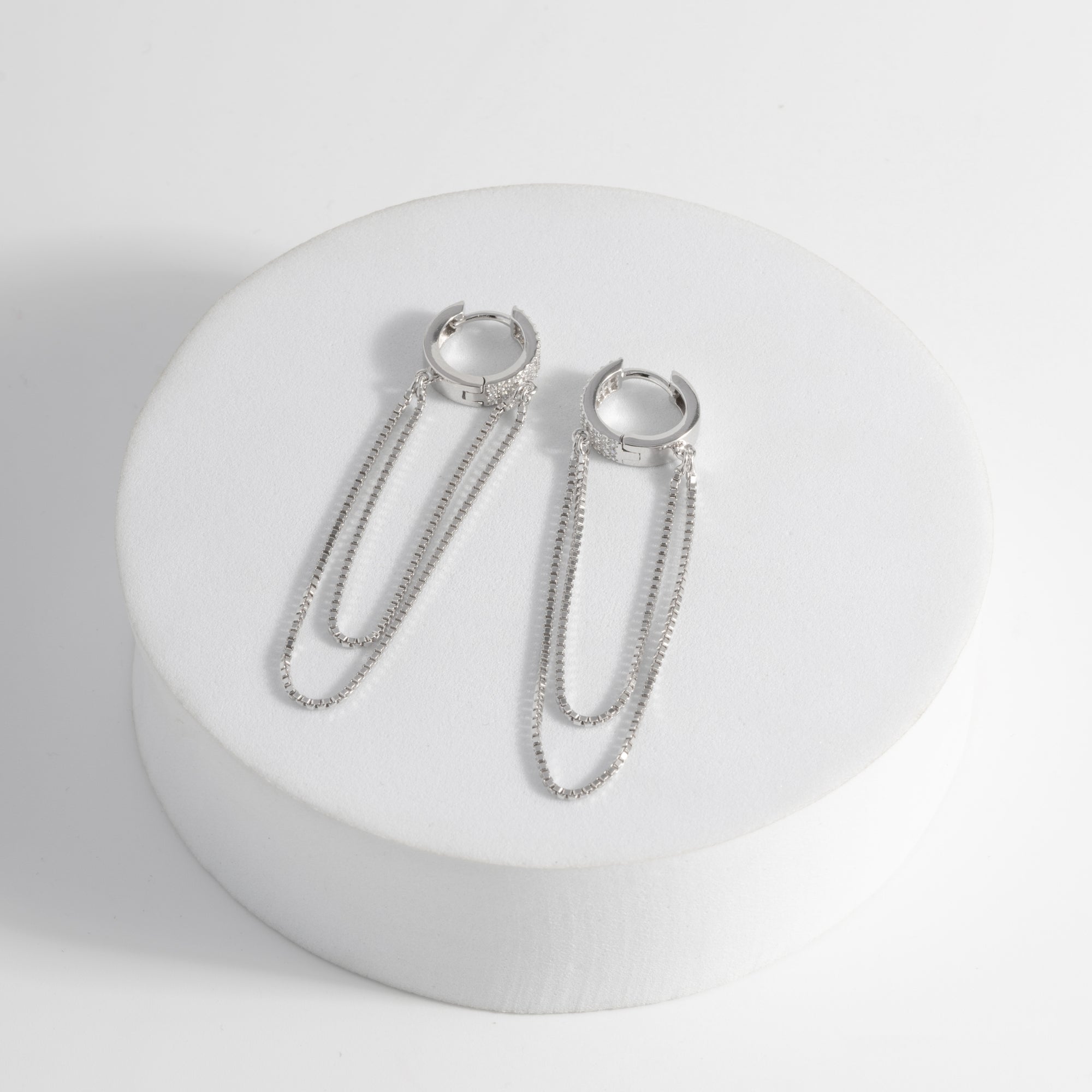 Luxurious Silver CZ Swirl Dangles