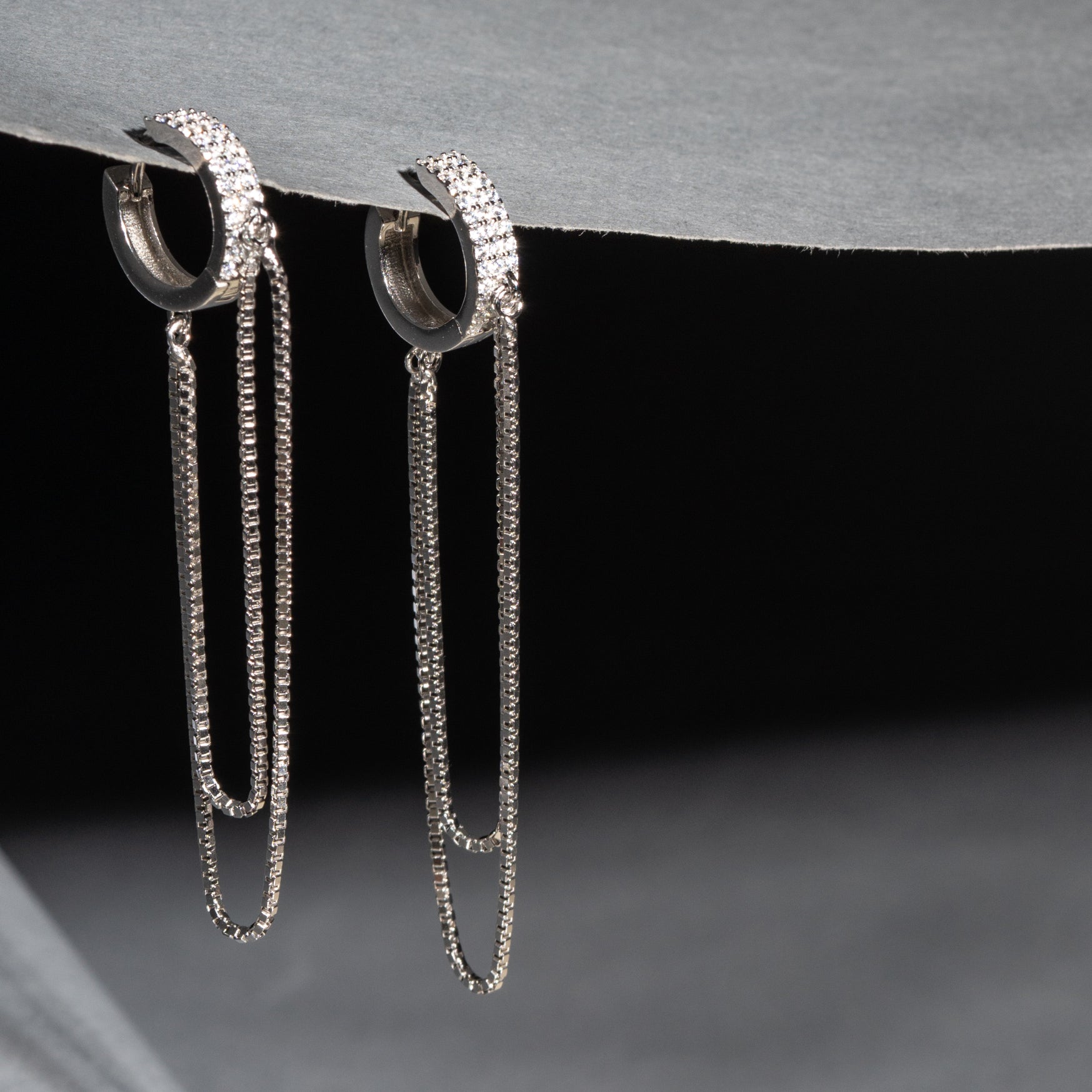 Luxurious Silver CZ Swirl Dangles