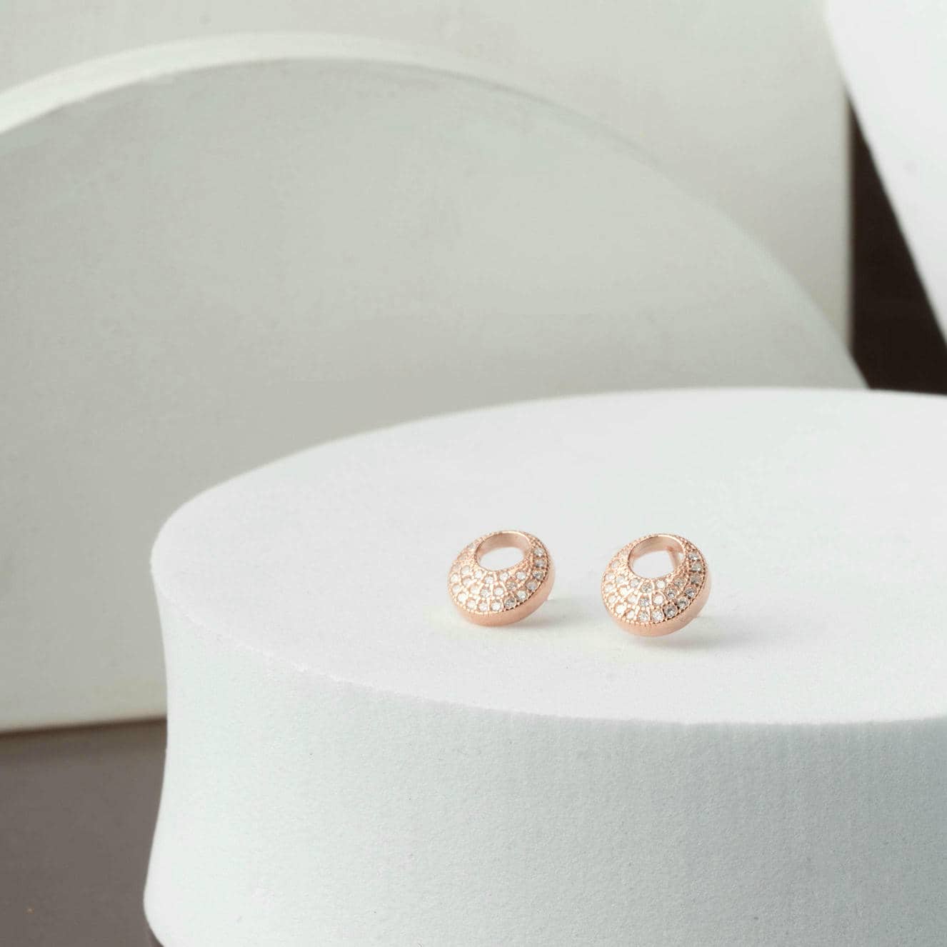 Zirconia Swirl Rose Gold Earrings