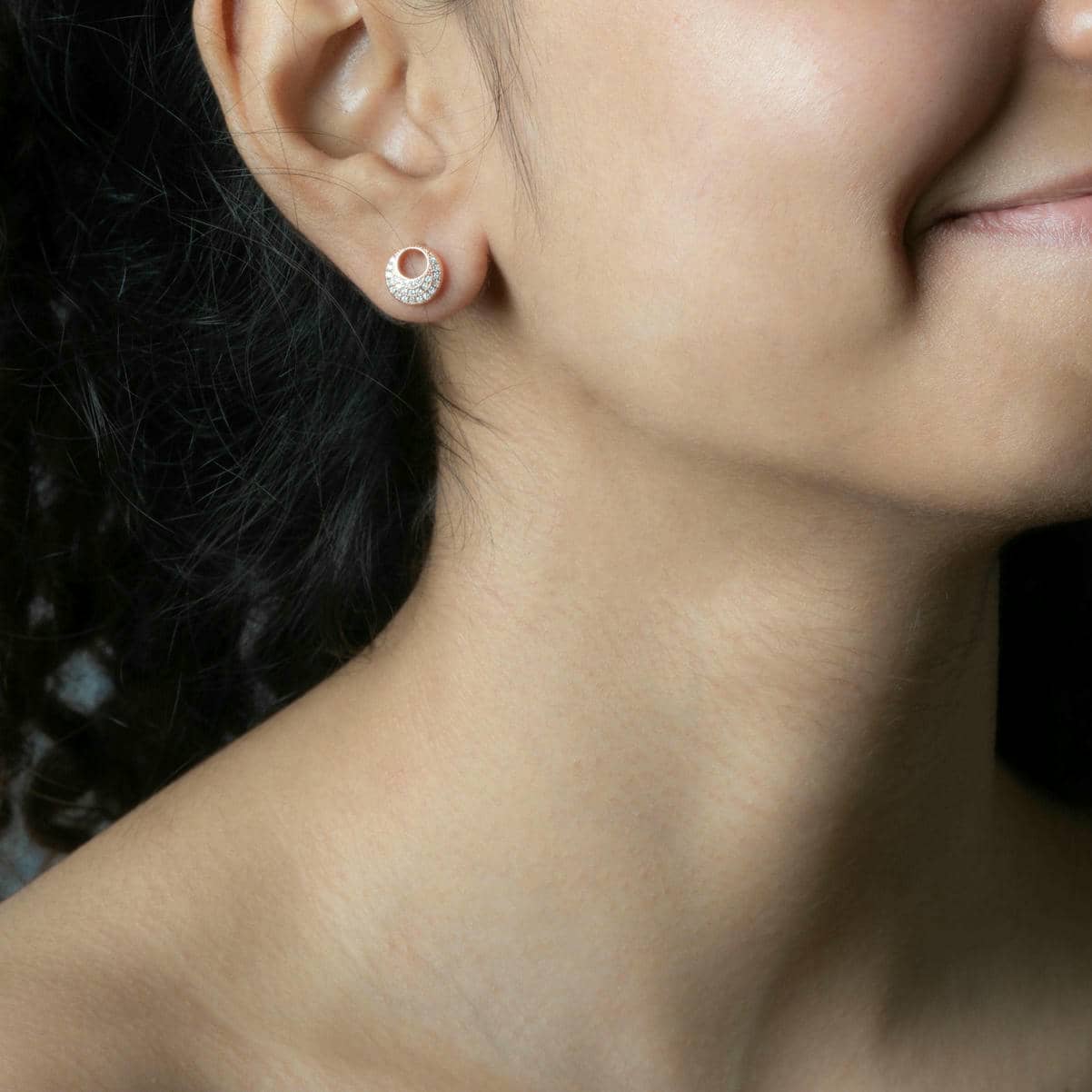 Zirconia Swirl Rose Gold Earrings