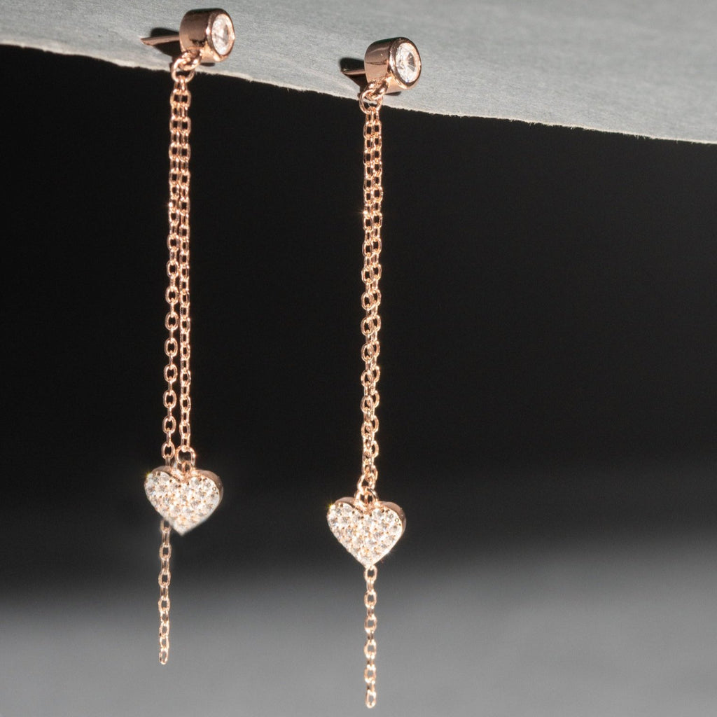 Rose Gold Heart CZ Danglers