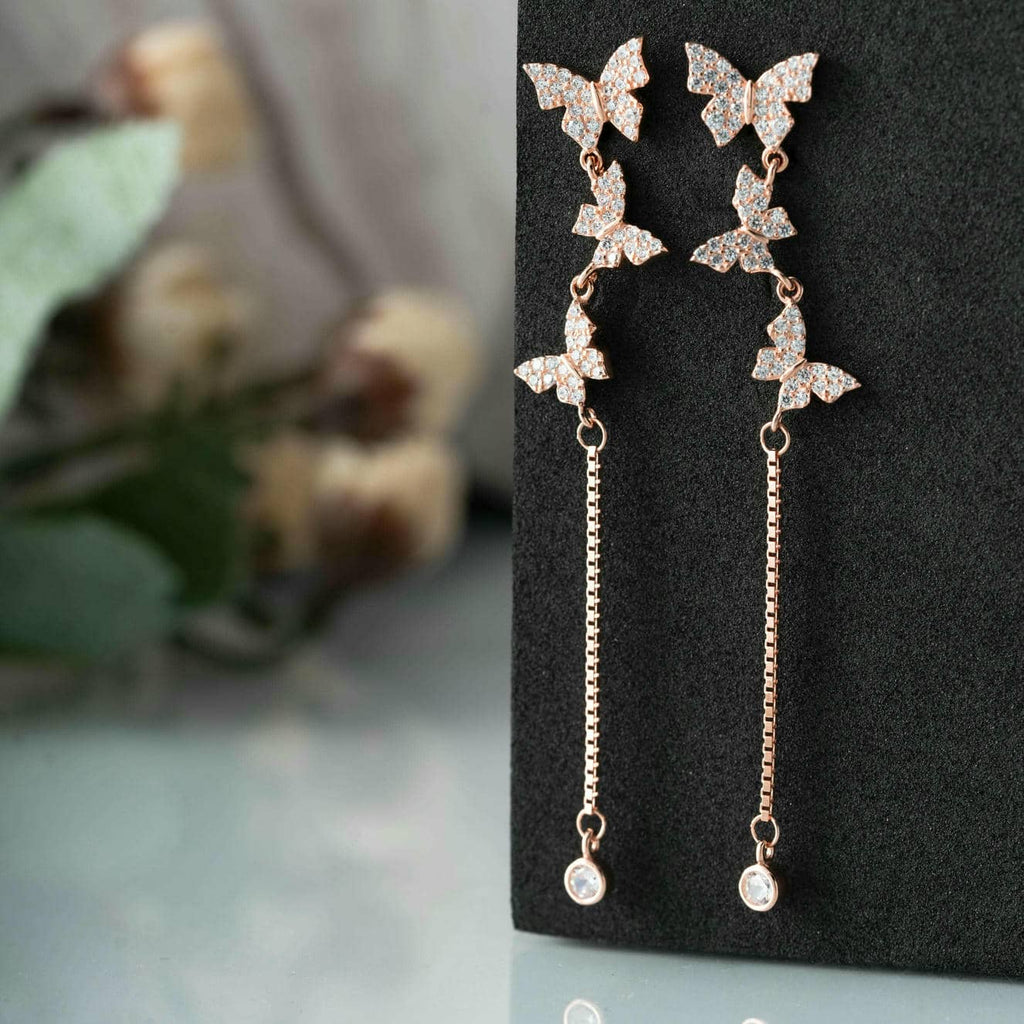 Butterfly Sparkle Rose Gold Earrings