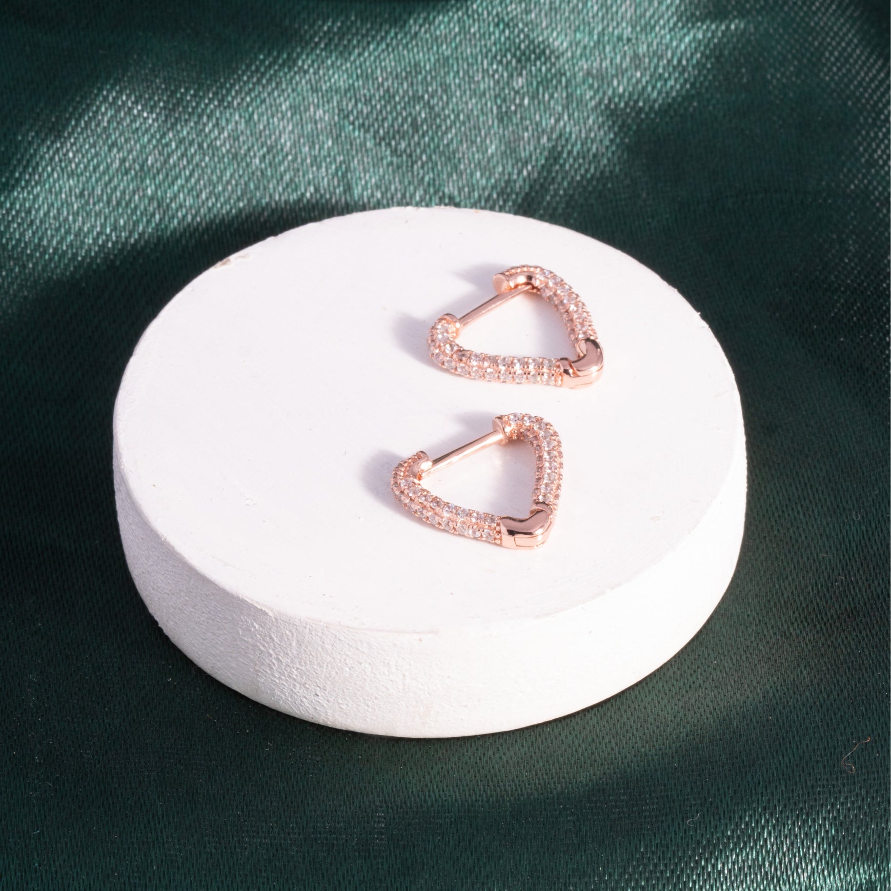 Sleek Triangle CZ ROSE Gold earrings