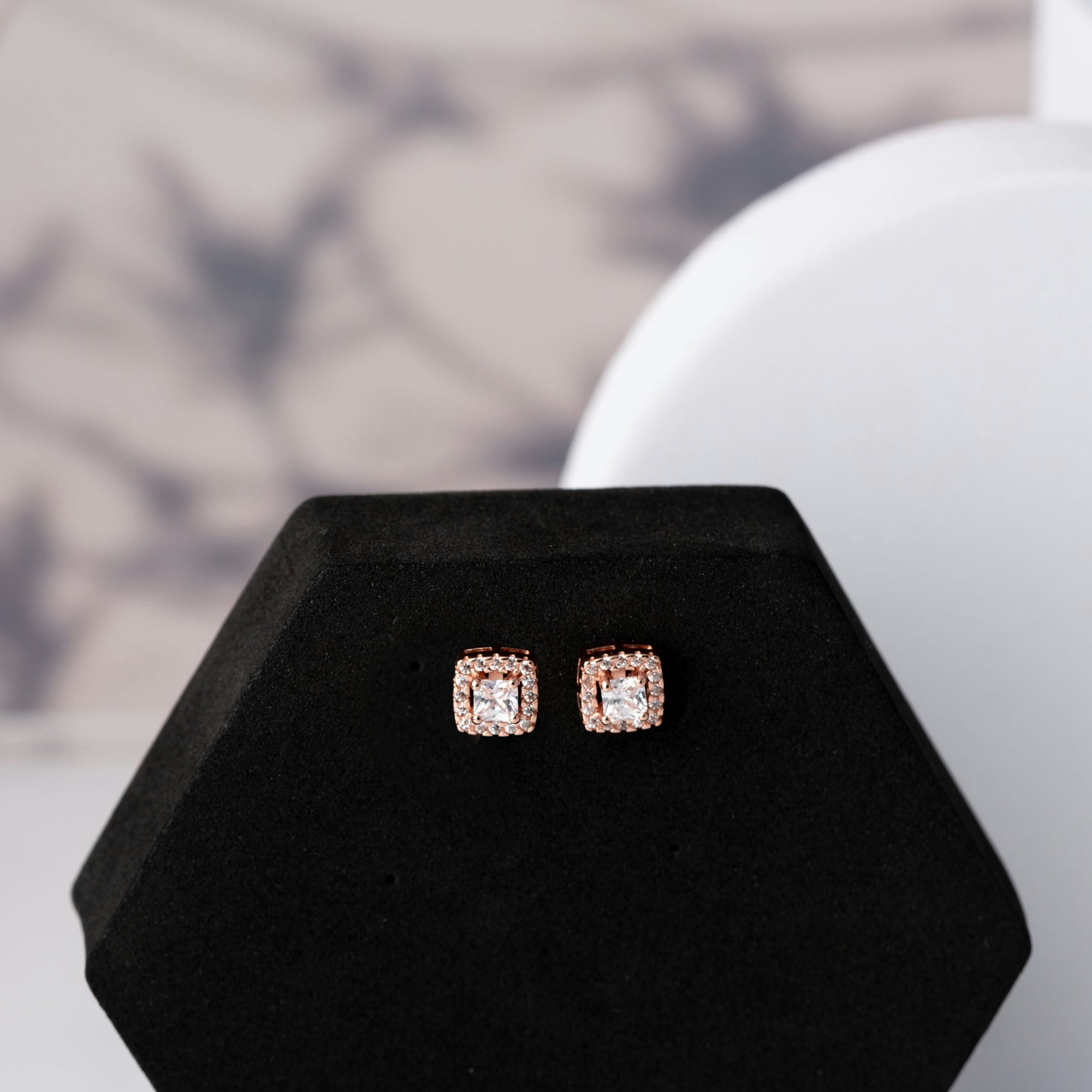 Square Sparkle CZ Stud Earrings