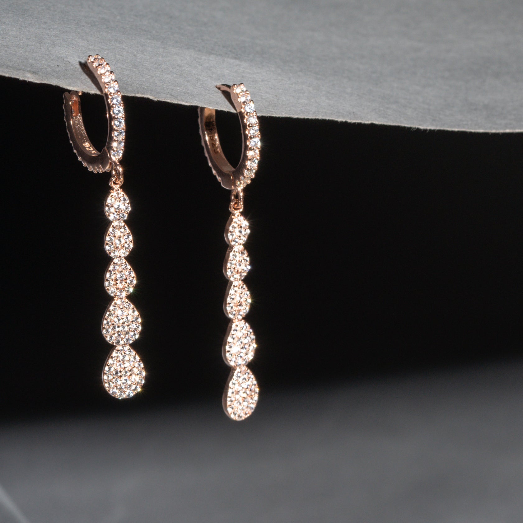 Spirited Sparkle CZ Leaf Cascade Earrings.