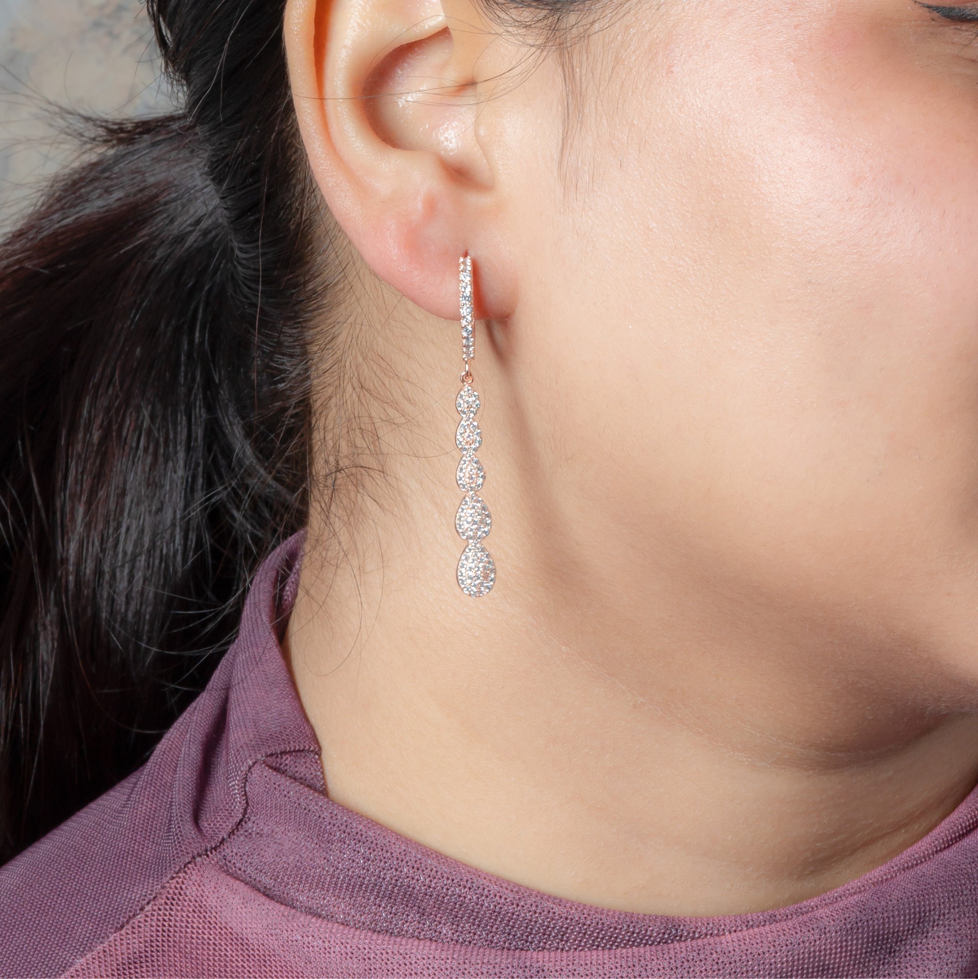 Spirited Sparkle CZ Leaf Cascade Earrings.