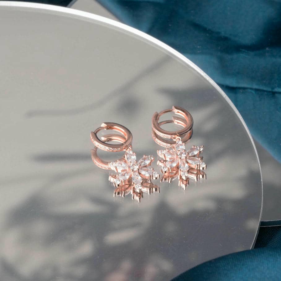Snowfall Sparkle Silver CZ Drops Earrings