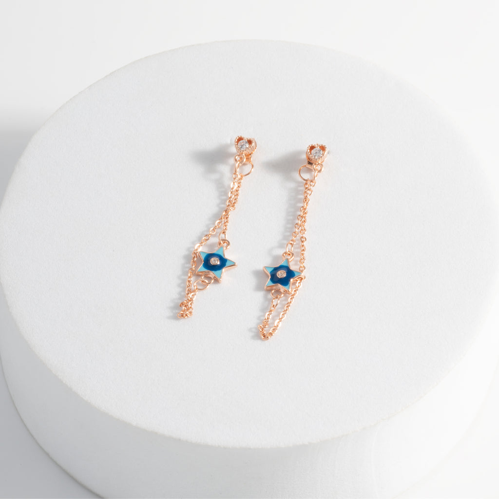Rose Gold Twinkle Star Earrings