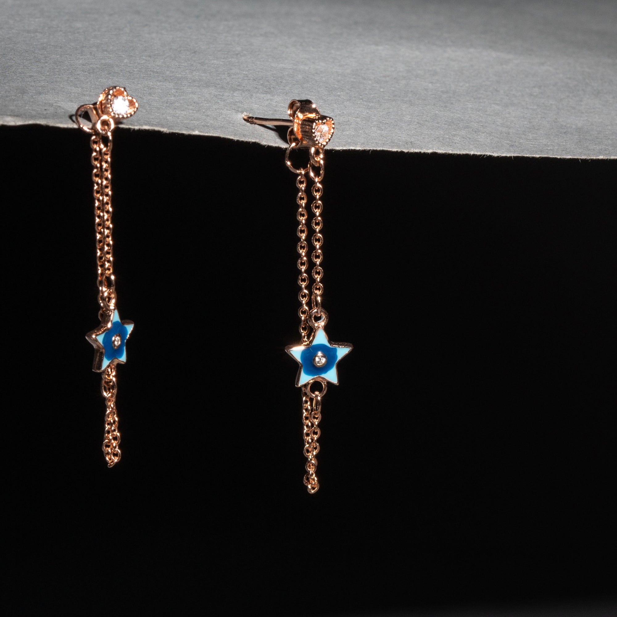 Rose Gold Twinkle Star Earrings