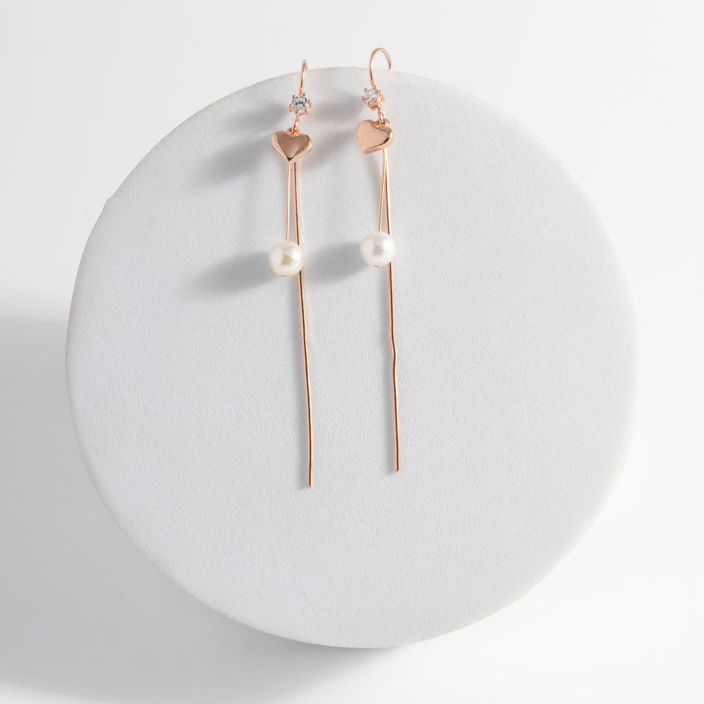 Blushing Hearts and Pearl Earrings