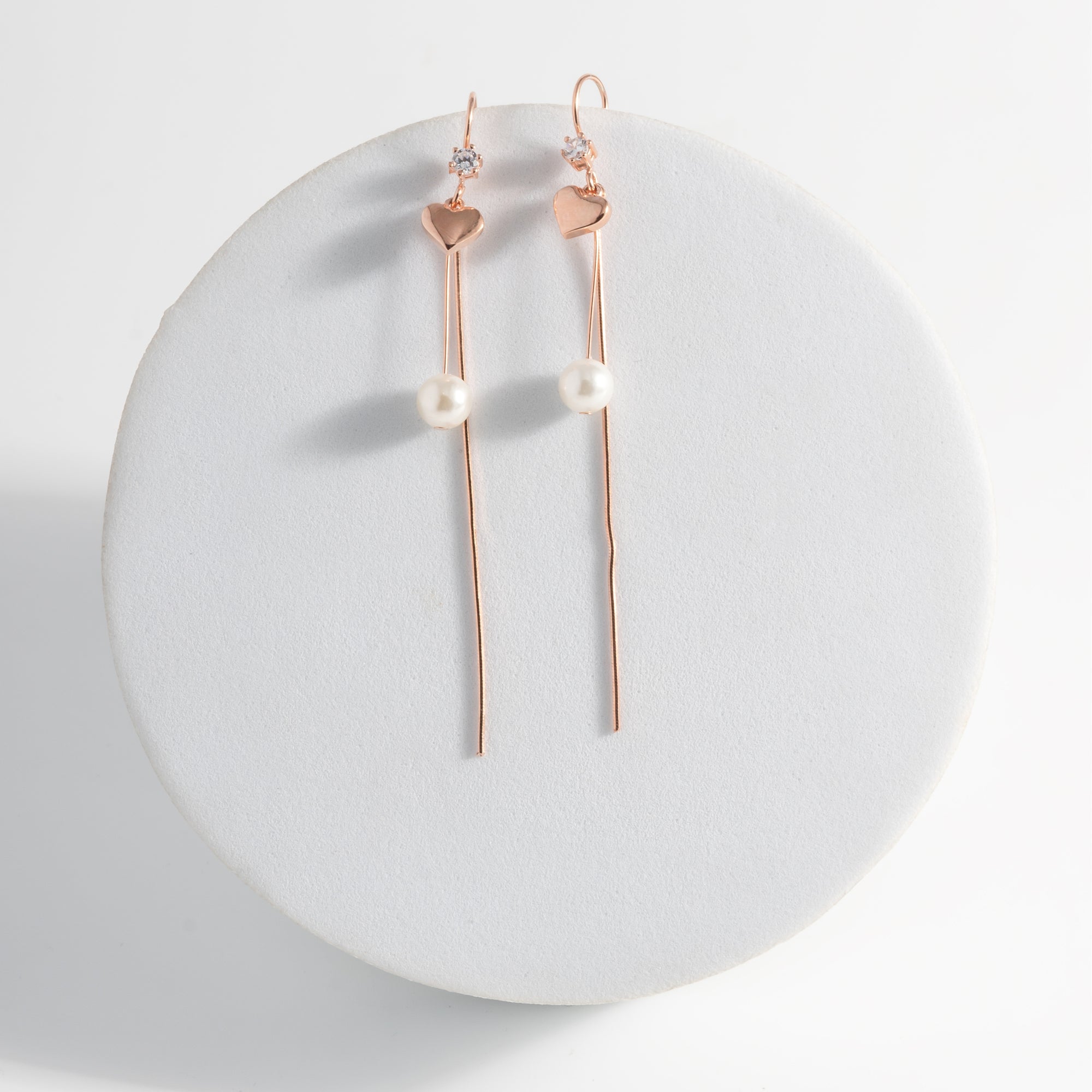 Blushing Hearts and Pearl Earrings