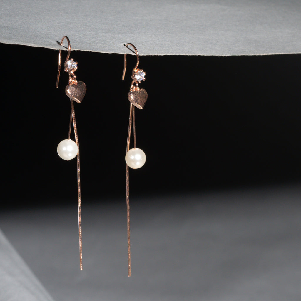 Blushing Hearts and Pearl Earrings